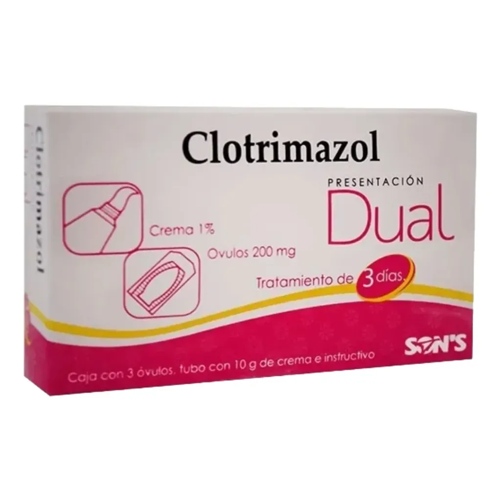 [7502001163485] Clotrimazol Dual 200mg C3 Óvulo / Crema 1% 10g (Clotrimazol)