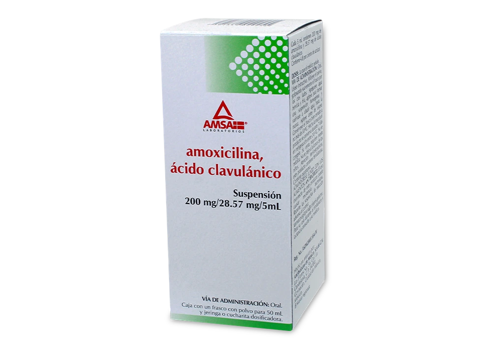 [7501349029255] Amoxicilina 200 mg - Acido Clabulanico 28.75 mg / 5 mL Suspensión 50mL (Amsa)