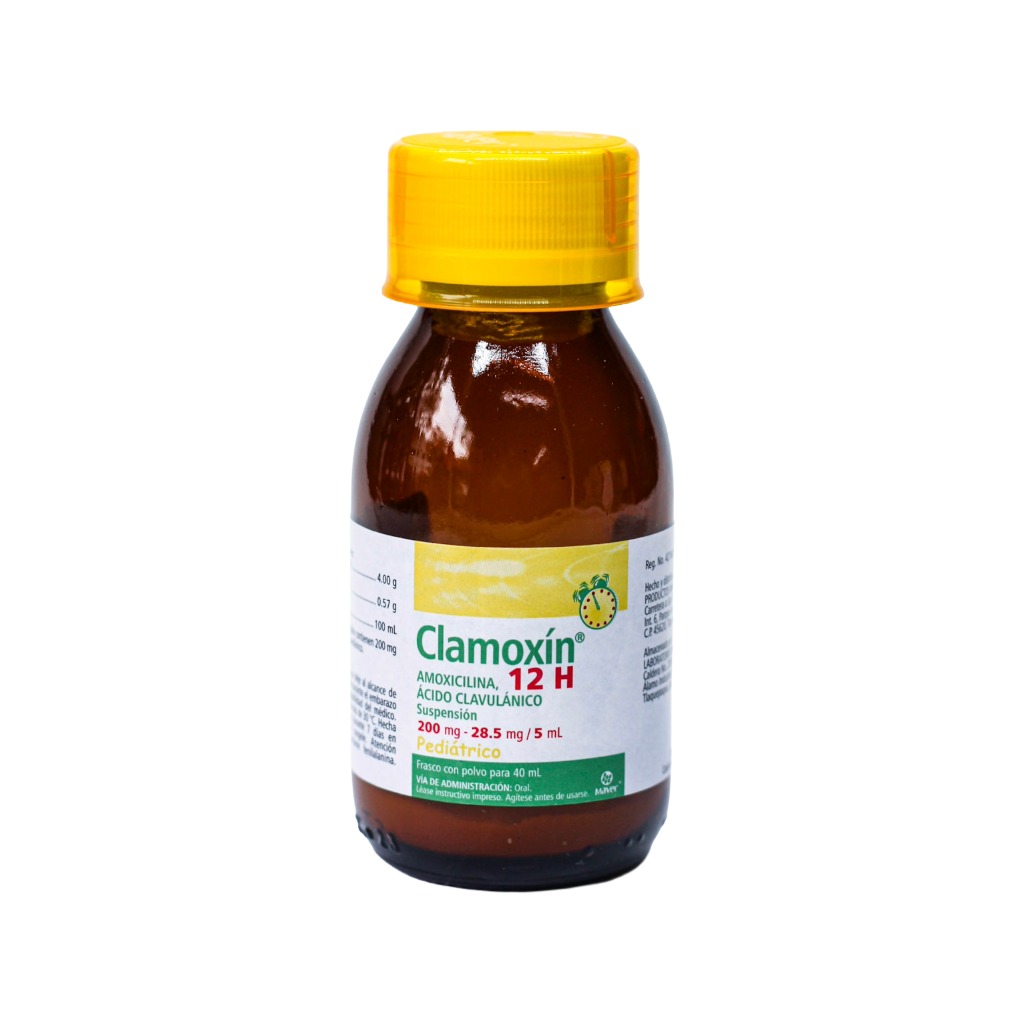 [7502009740497] Clamoxin 12h Pediátrico Suspensión 40mL (Amoxicilina 200mg - Acido Clabulanico 28.75 / 5mL)