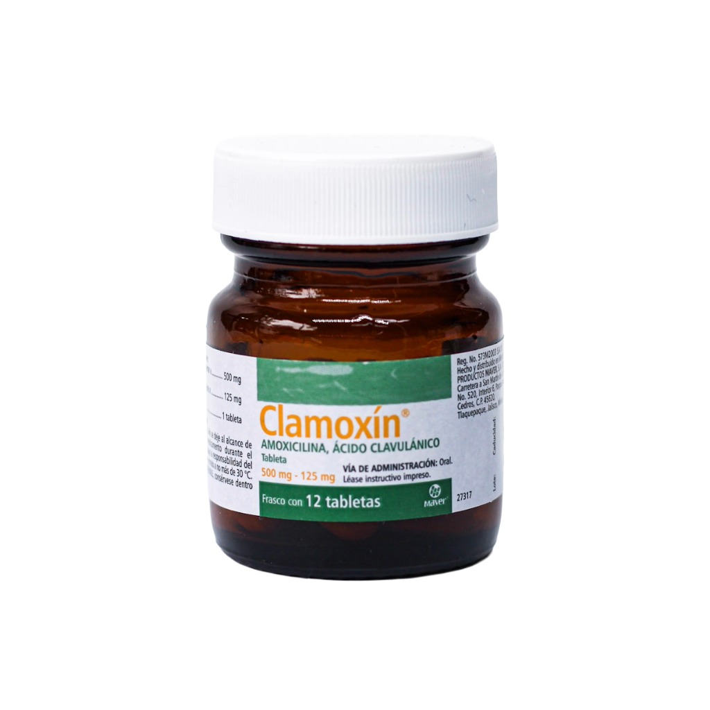 [7502009745010] Clamoxin c12 Tabletas (Amoxicilina 500 mg - Acido Clabulanico 125mg)