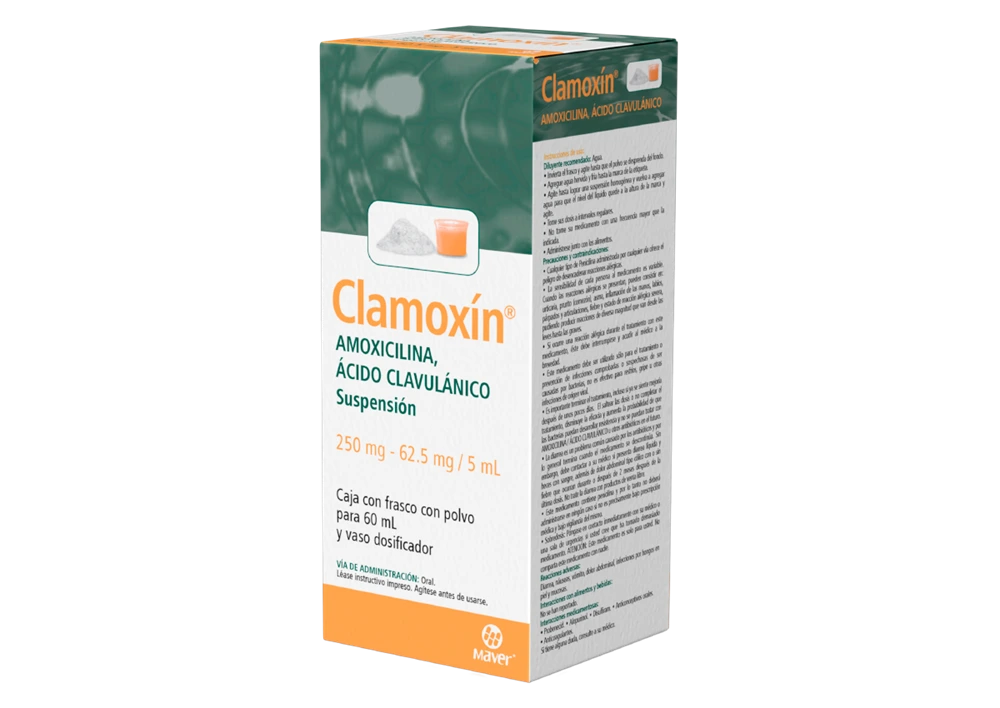 Clamoxín Suspensión 60 mL (Amoxicilina 250 mg - Acido Clabulanico 62.5 mg / 5mL)