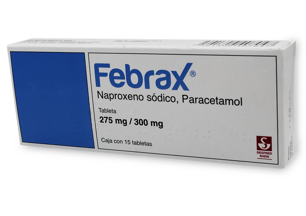 Febrax c15 Tabletas (Naproxeno 275 mg - Paracetamol 300 mg)