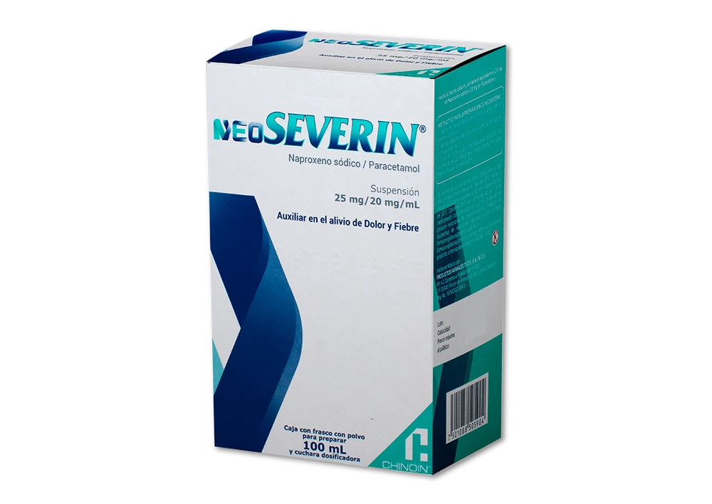 [7501088505904] Neo Severin Suspensión 100mL (Naproxeno 25 mg - Paracetamol 20mg /mL)