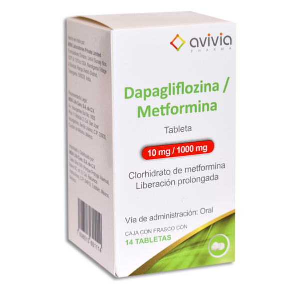 Dapagliflozina Metformina 10/1000 mg Tabletas C14 (Dapagliflozina / Metformina) Avivia